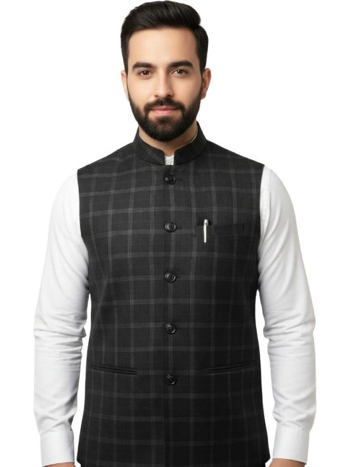 Image of utsav creation Checkered Men Waistcoat