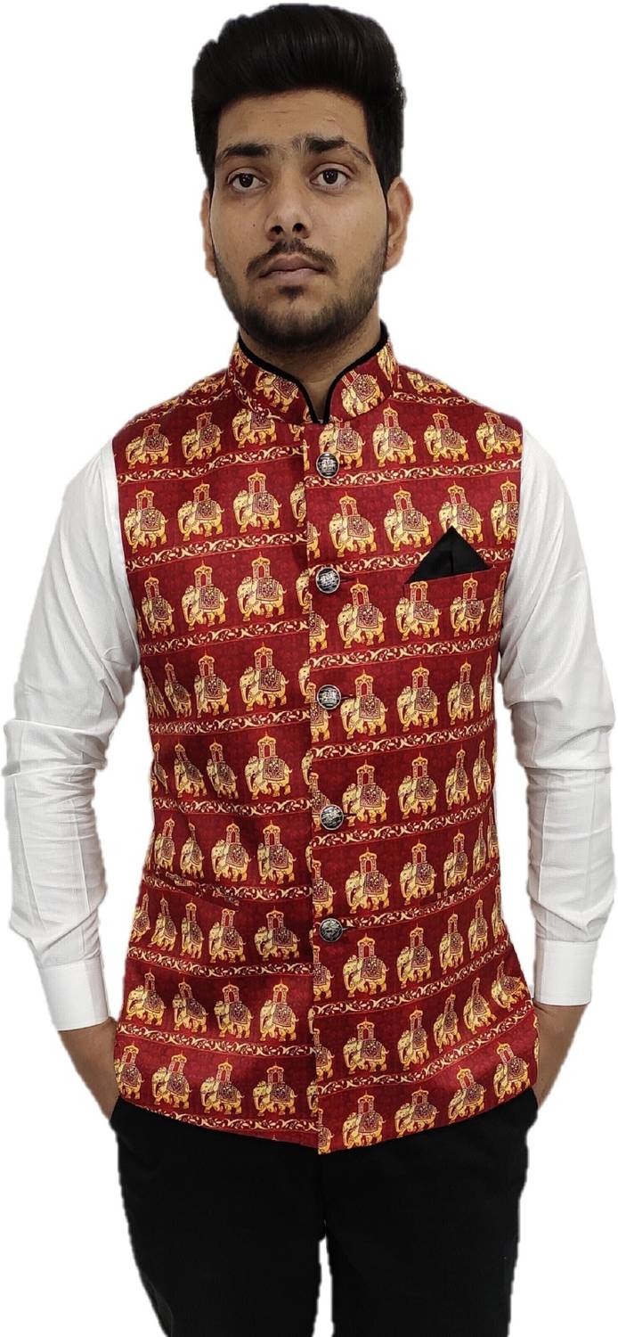 ALJAAMI Printed Men Waistcoat