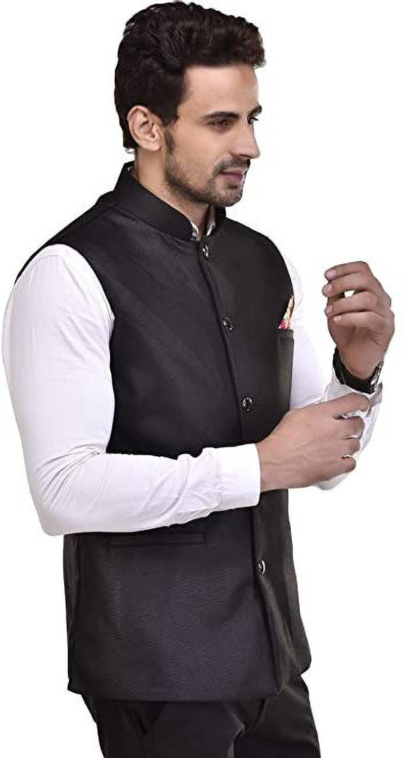 Image of ATLY Self Design Mandarin Festive & Wedding Men Blazer