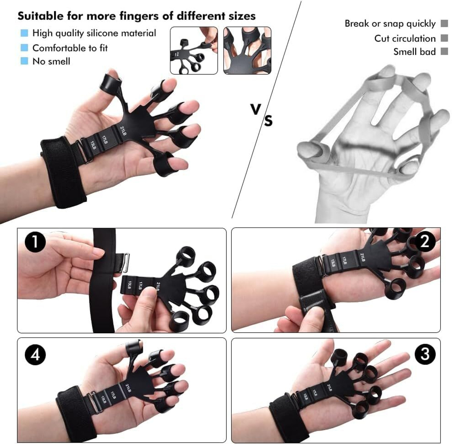 Image of FITNESSMIX Adjustable Counter Hand & Finger Grip For Improving Strength & Flexibility-Combo Hand Grip /Fitness Grip