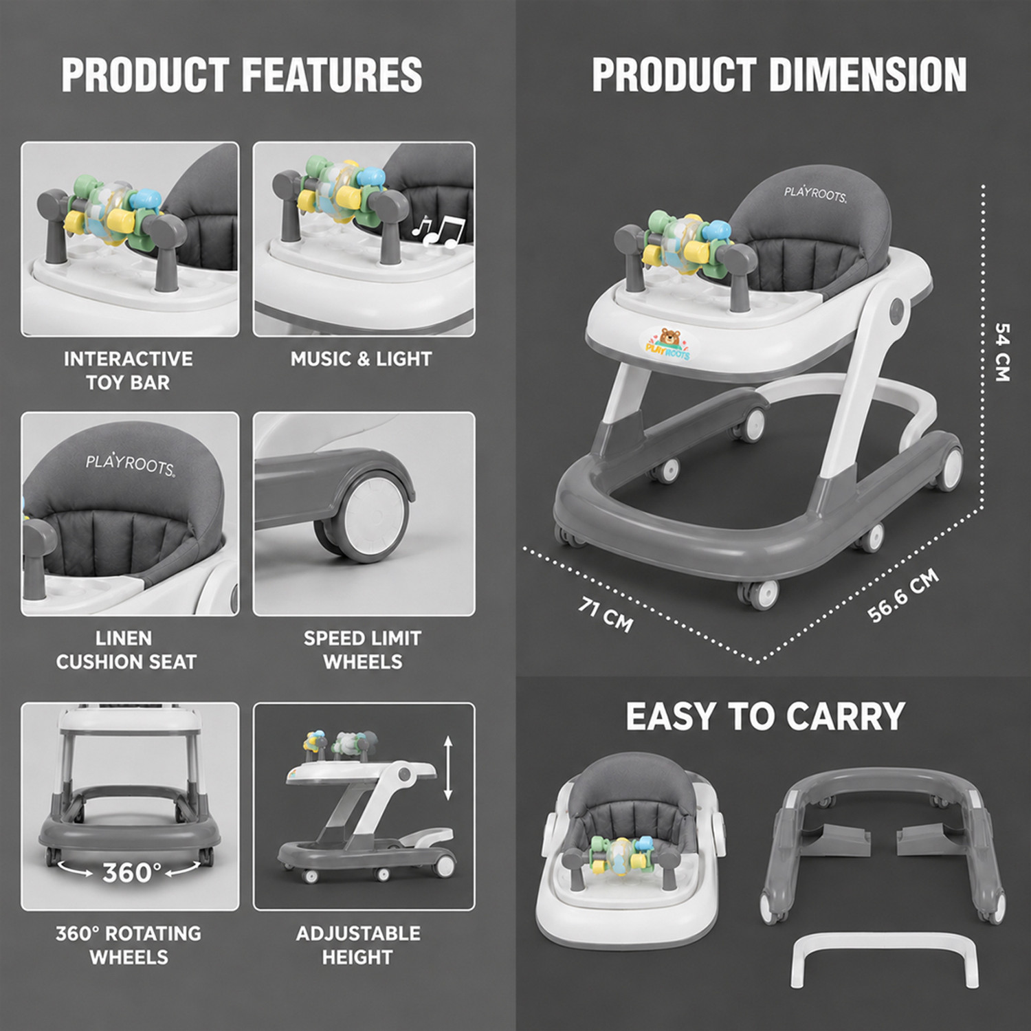 Image of Playroot Musical 3-in-1 Walker