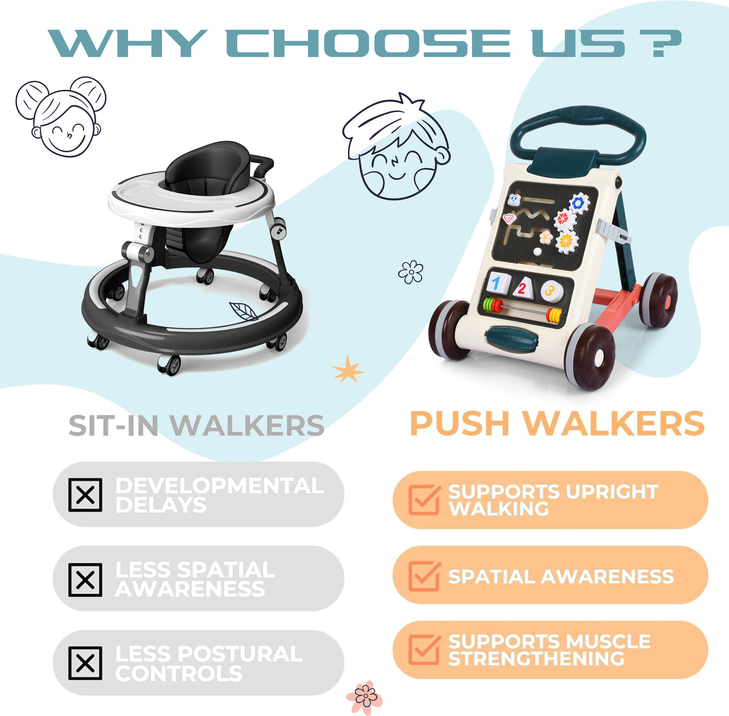Image of CREW4 Musical Activity Walker With Parent Rod