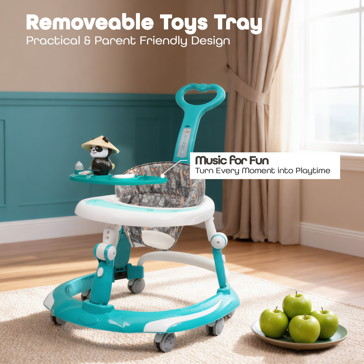 Image of PANDA BABY PRODUCTS Musical Activity Walker With Parent Rod (Blue)