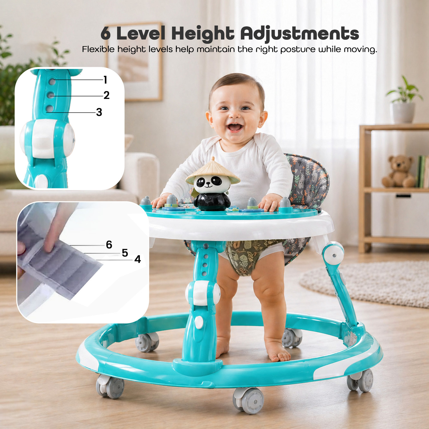 Image of PANDA BABY PRODUCTS Musical Activity Walker With Parent Rod (Blue)