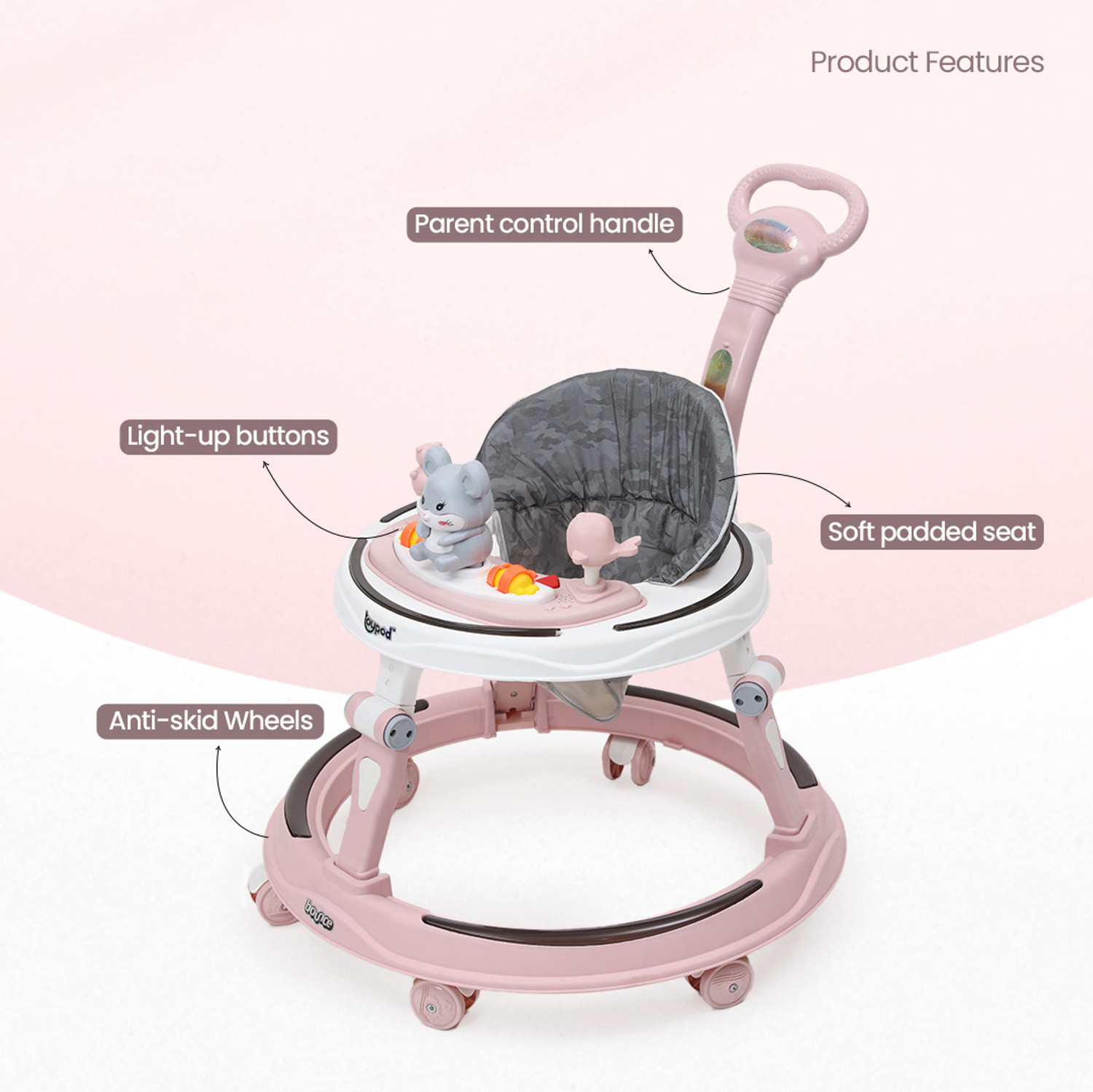 Image of TOY POD Musical Walker & Rocker With Parent Rod