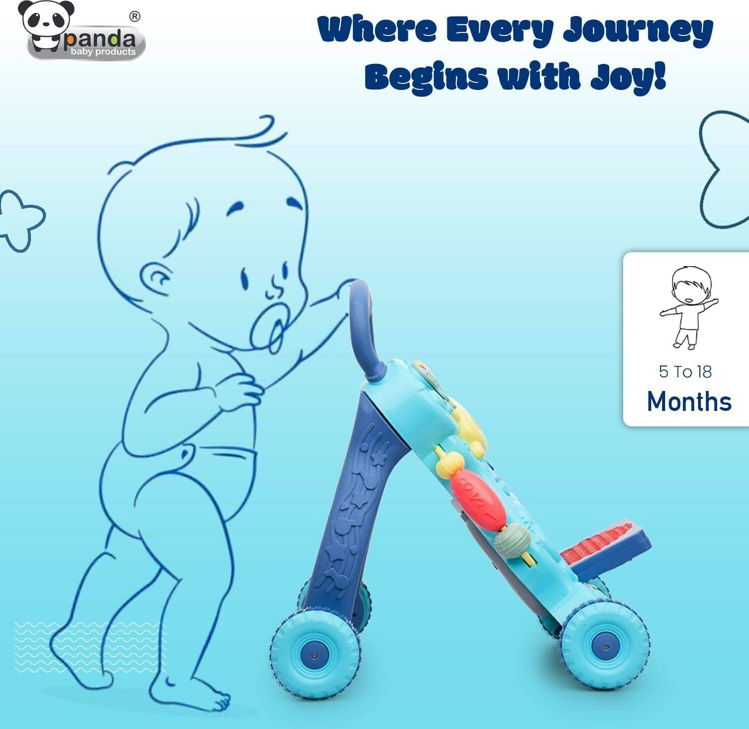 PANDA Baby Products Musical Activity Walker Blue - Image 3