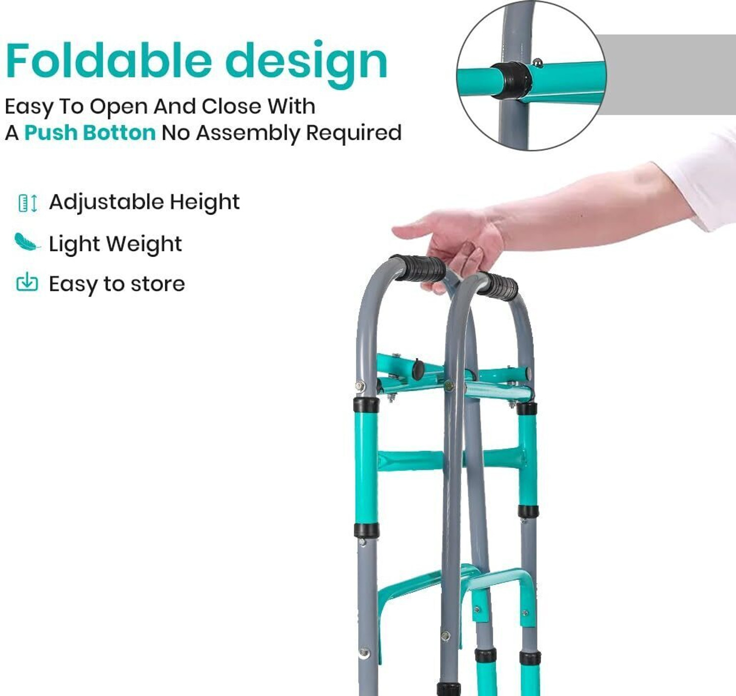 Image of TryFit Eco Walker Lightweight Foldable Walker with Adjustable Height Anti-Skid Grip Walking Stick