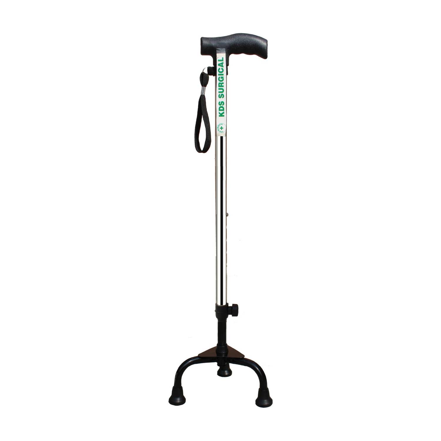 KDS SURGICAL 3 Leg Black Steel Hand Dori Height Adjustable Men/Women/Old People Patient Walking Stick