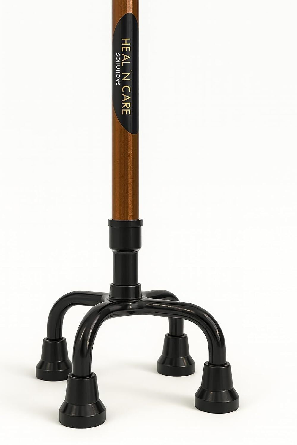 Image of Able 4-Leg Strong Walking Stick for Old People Adjustable Height,Heavy Duty (Copper) Walking Stick