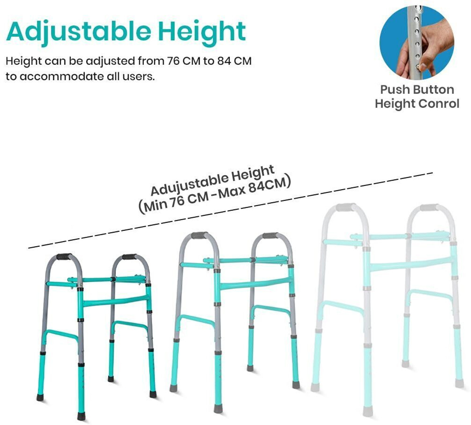 Image of TryFit Eco Walker Lightweight Foldable Walker with Adjustable Height Anti-Skid Grip Walking Stick
