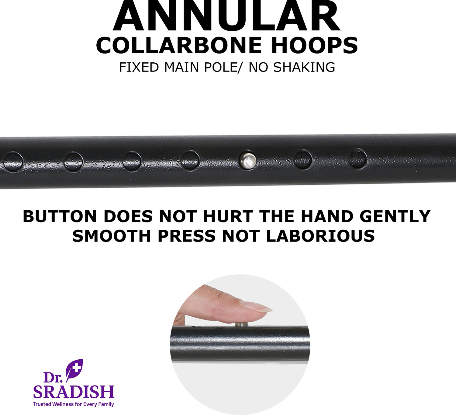 Image of DR. SRADISH Adjustable Stick for Seniors Lightweight with Anti-Slip Rubber Base Wrist Strap Walking Stick