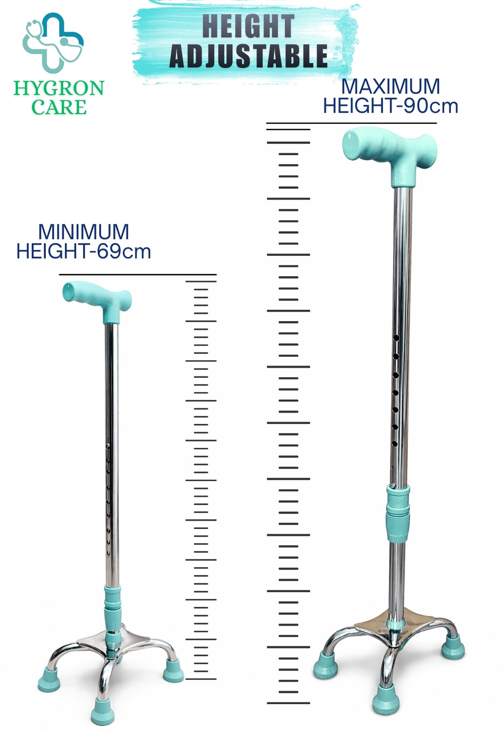 Image of HYGRON SURGICALS LARGE BASE 4-Leg Walking Stick
