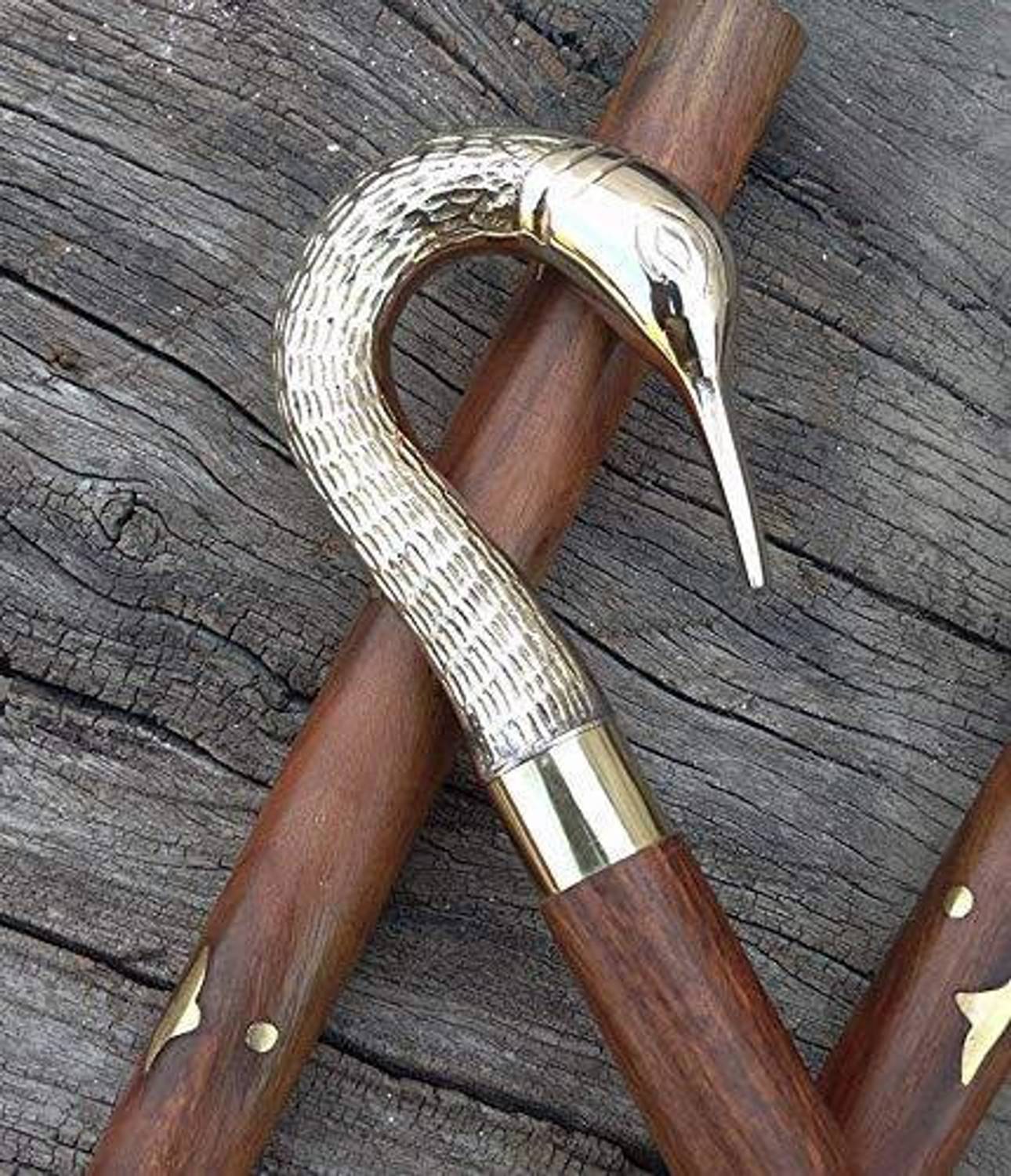 Calvin handicrafts Brass Wooden Wolf Head Brass Handle Walking Stick Design Vintage Victorian Walking Stick