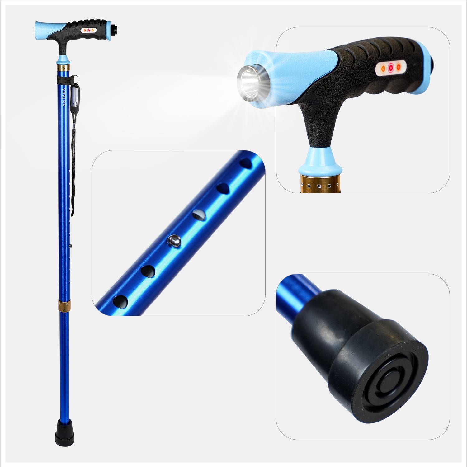 AGEasy (Max Group)Lumina Walking Stick, LED Torch - Adjustable Height Walking Stick