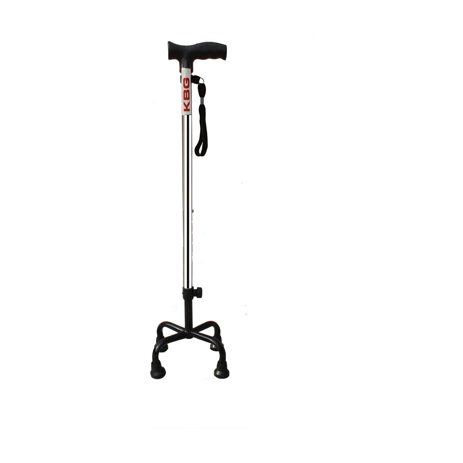KBG Surgical 4 Leg Black Base With Extra Support Height Adjustable Old Age Patient Walking Stick