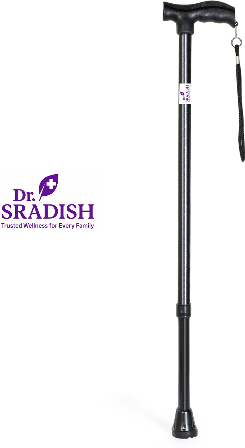 Image of DR. SRADISH Adjustable Stick for Seniors Lightweight with Anti-Slip Rubber Base Wrist Strap Walking Stick