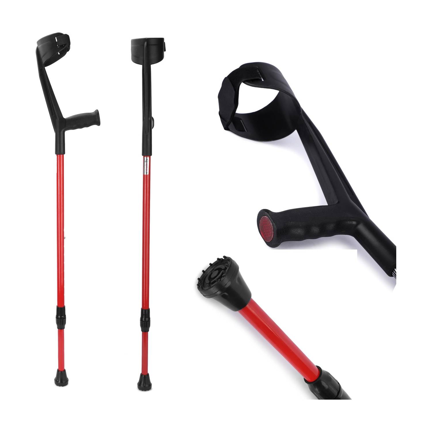 IWALK Red Elbow Crutch - Universal (Adjustable) Walking Stick