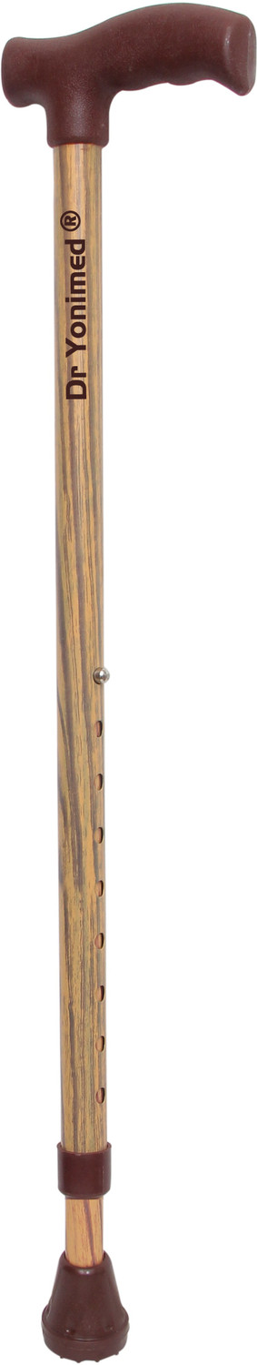 Image of DR YONIMED Walking Stick Brown (Wooden Finish) Height Adjustable Old Men & Women Walking Stick