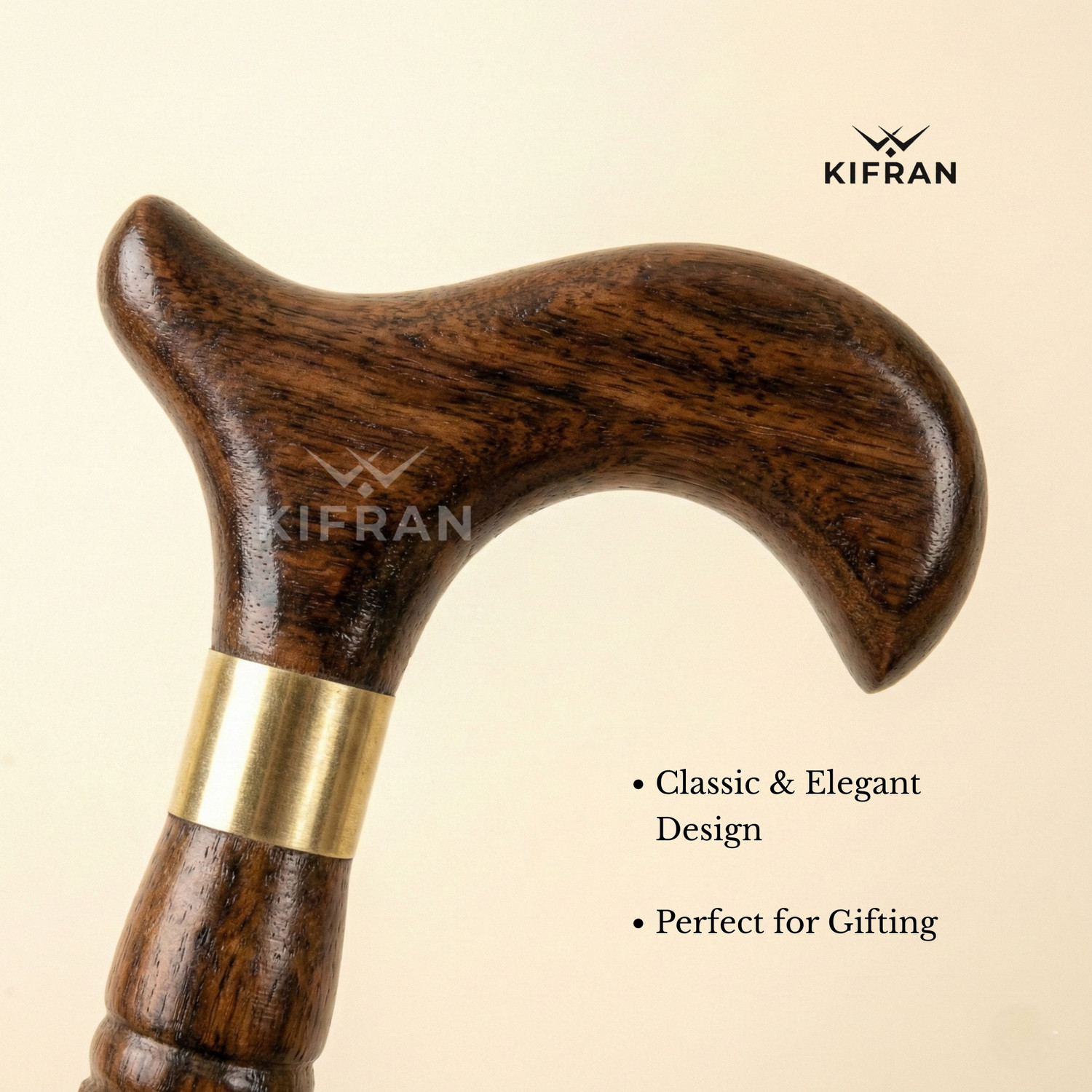 Image of KIFRAN Premium Handcarved Wooden Walking Stick 36 Inch Vintage Style Unisex Stick Walking Stick