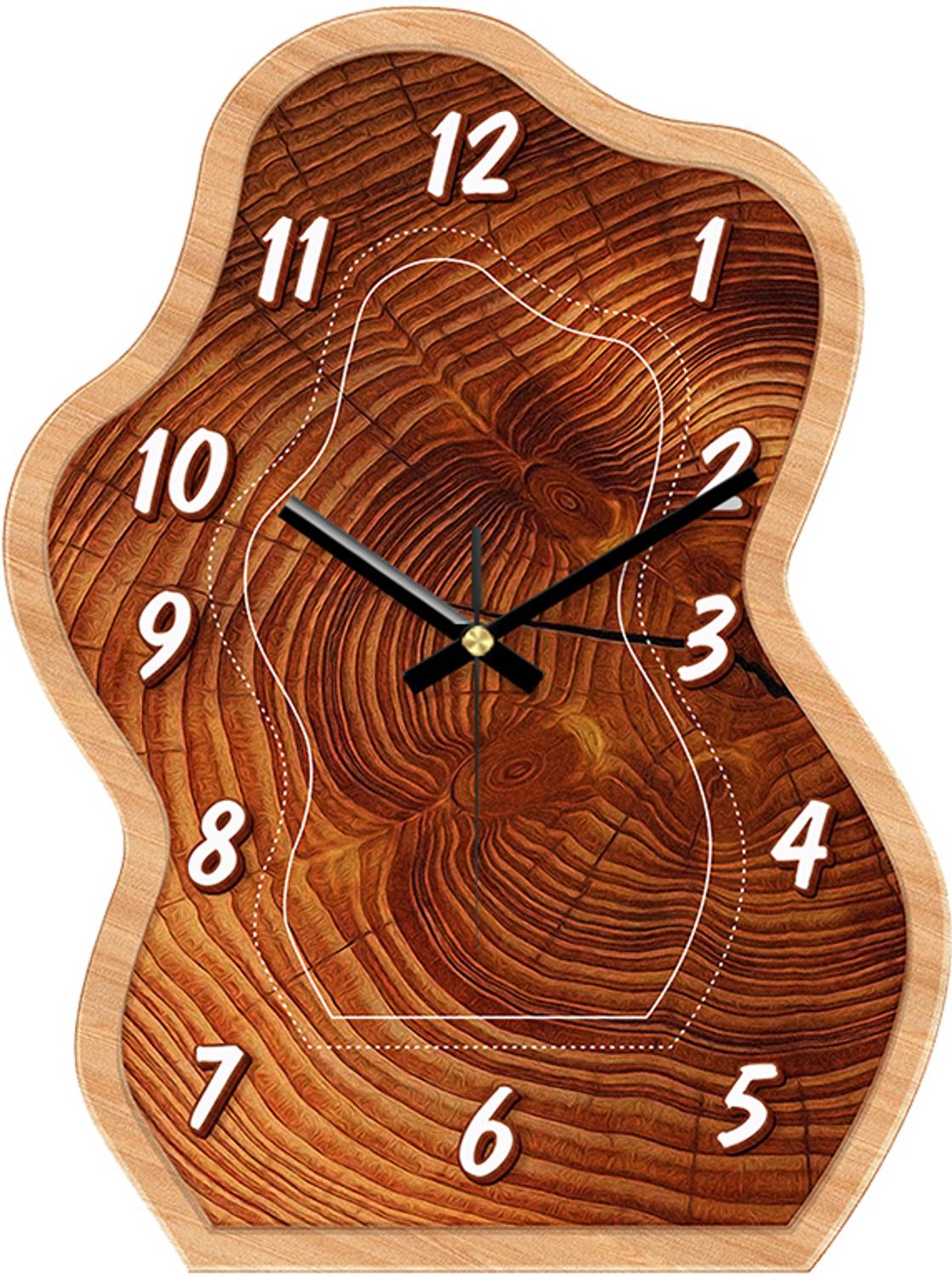 Star Work Analog 30 cm X 23 cm Wall Clock (Beige, Without Glass,