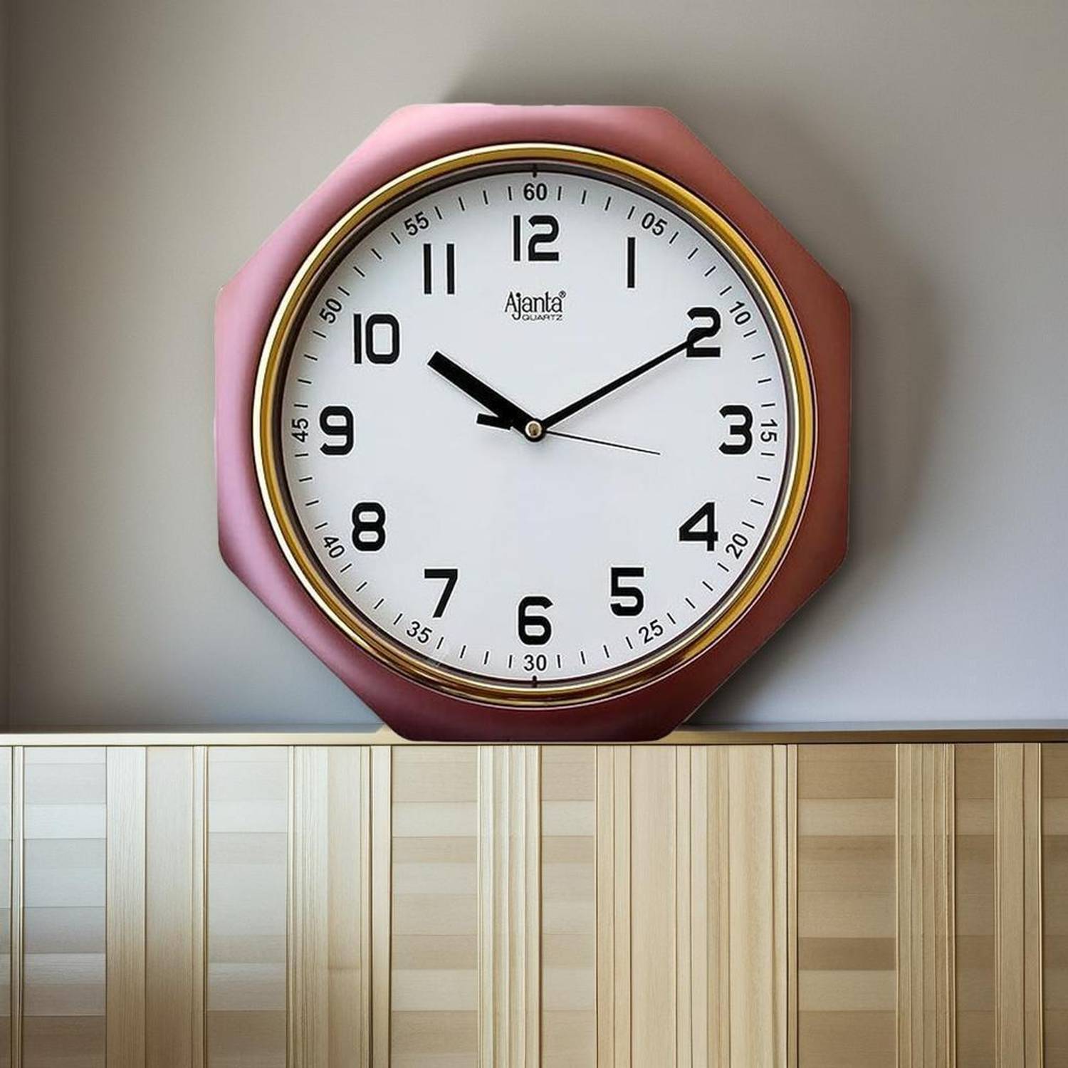 AJANTA Analog 25 cm X 25 cm Wall Clock (Brown, With Glass, Standa