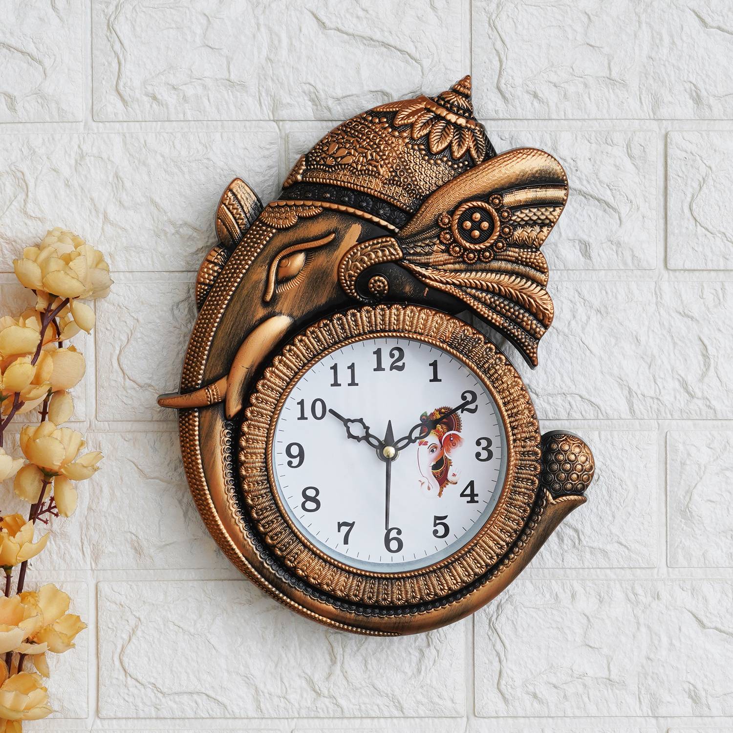 APPISHOPY Analog 27.94 cm X 22.86 cm Wall Clock (Brown, With Glas