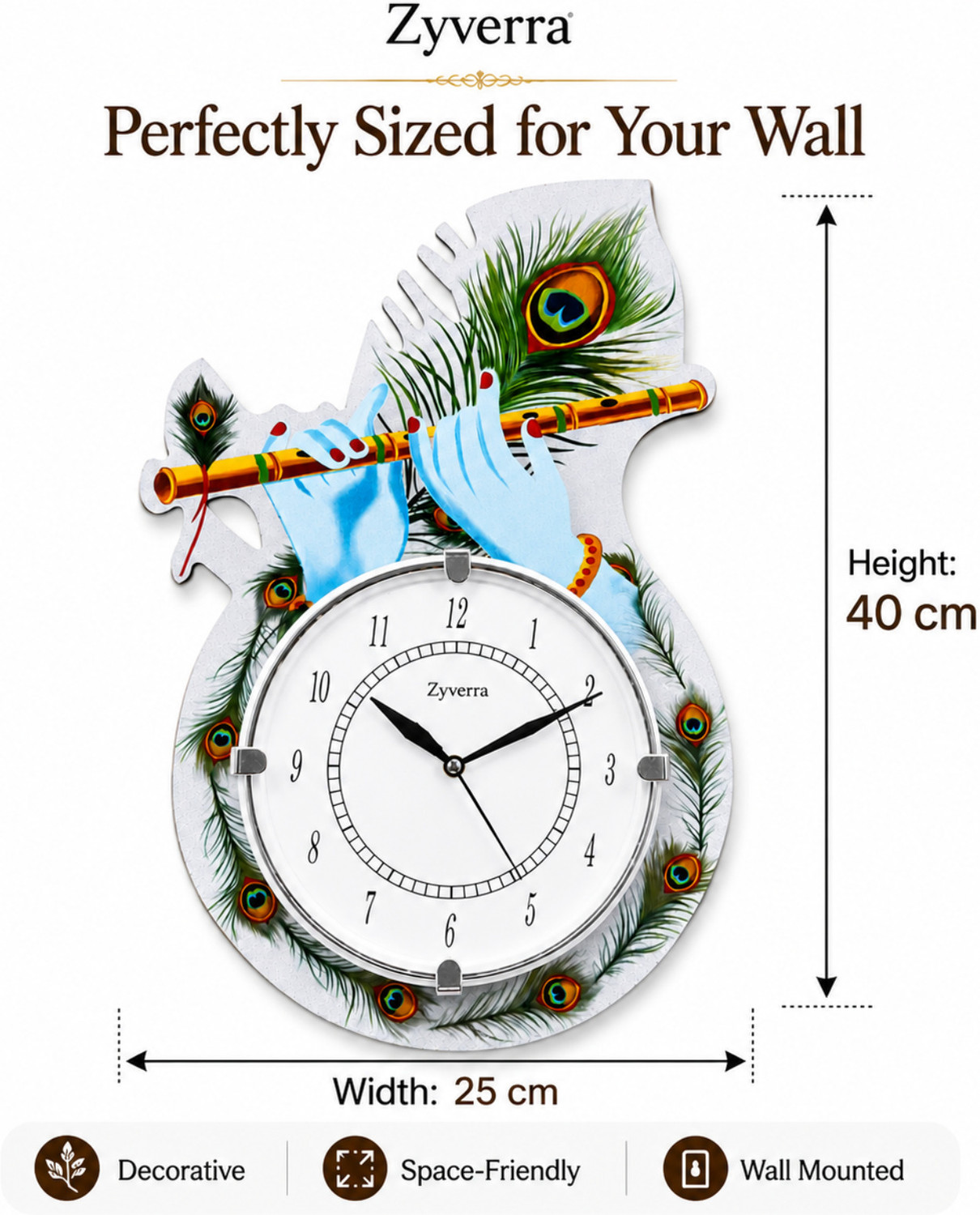 Image of AJANTA Analog 40 cm X 25 cm Wall Clock (Multicolor, With Glass, Standard)