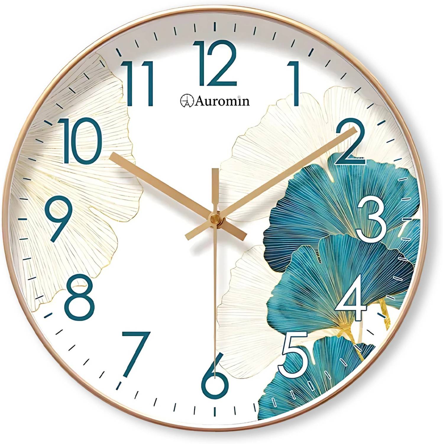 Auromin Analog 30 cm X 30 cm Wall Clock (Blue, With Glass, Standa