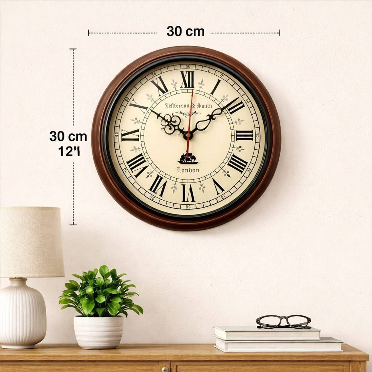 NAUTIKRAFT 30x30 cm Brown Wall Clock - Image 2