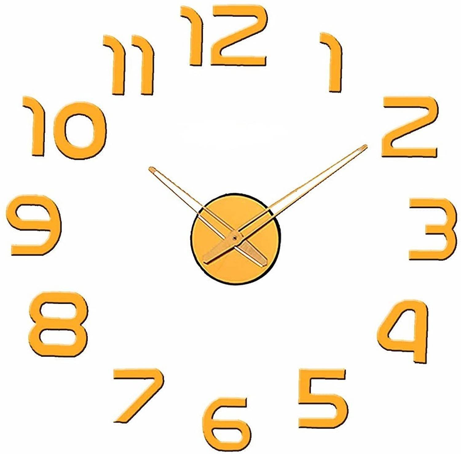 FASTQT Analog 60 cm X 60 cm Wall Clock (Gold, Without Glass, DIY