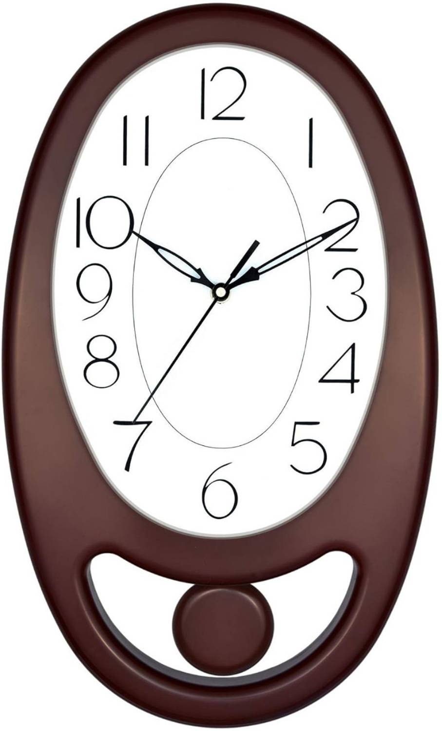 Masstone Analog 40 cm X 24 cm Wall Clock (Brown, With Glass, Pend