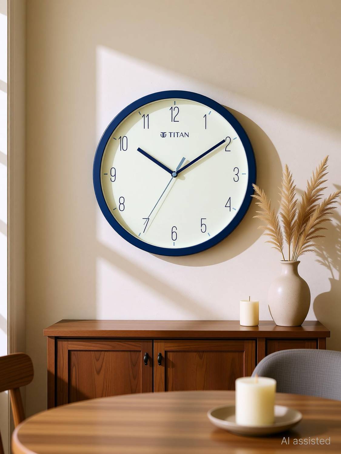 Titan Analog 32 cm X 32 cm Wall Clock (Blue, With Glass, Standard