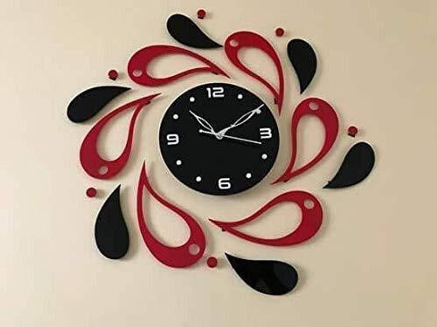 NVD Analog 18 cm X 16 cm Wall Clock (Red, Without Glass, Standard