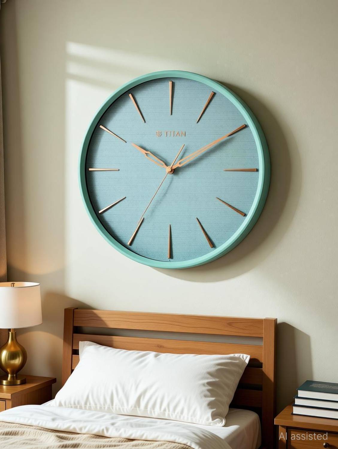 Titan Analog 32.5 cm X 32.5 cm Wall Clock (Green, With Glass, Sta