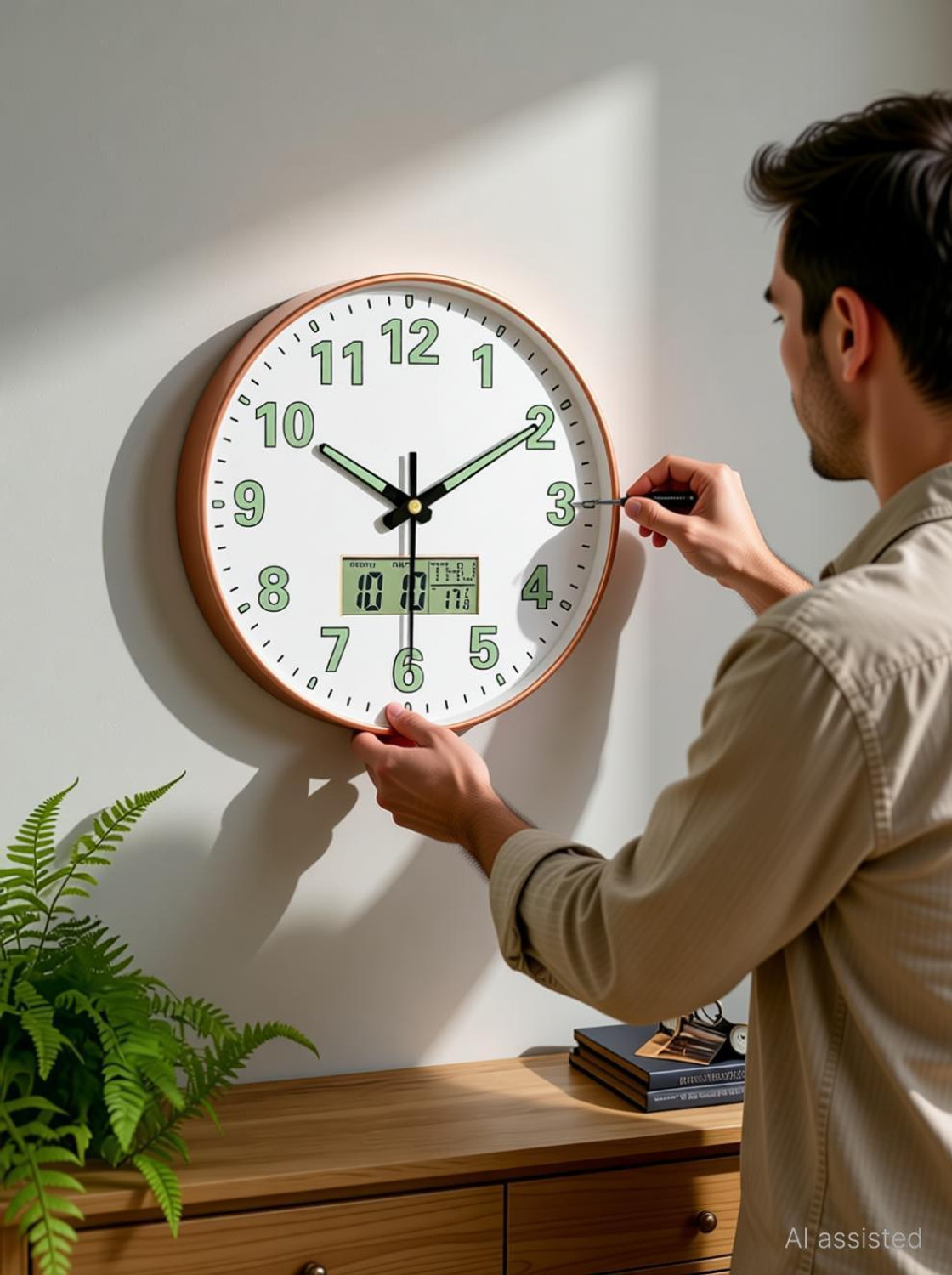 Image of GINOYABROTHERS Analog-Digital 30 cm X 30 cm Wall Clock