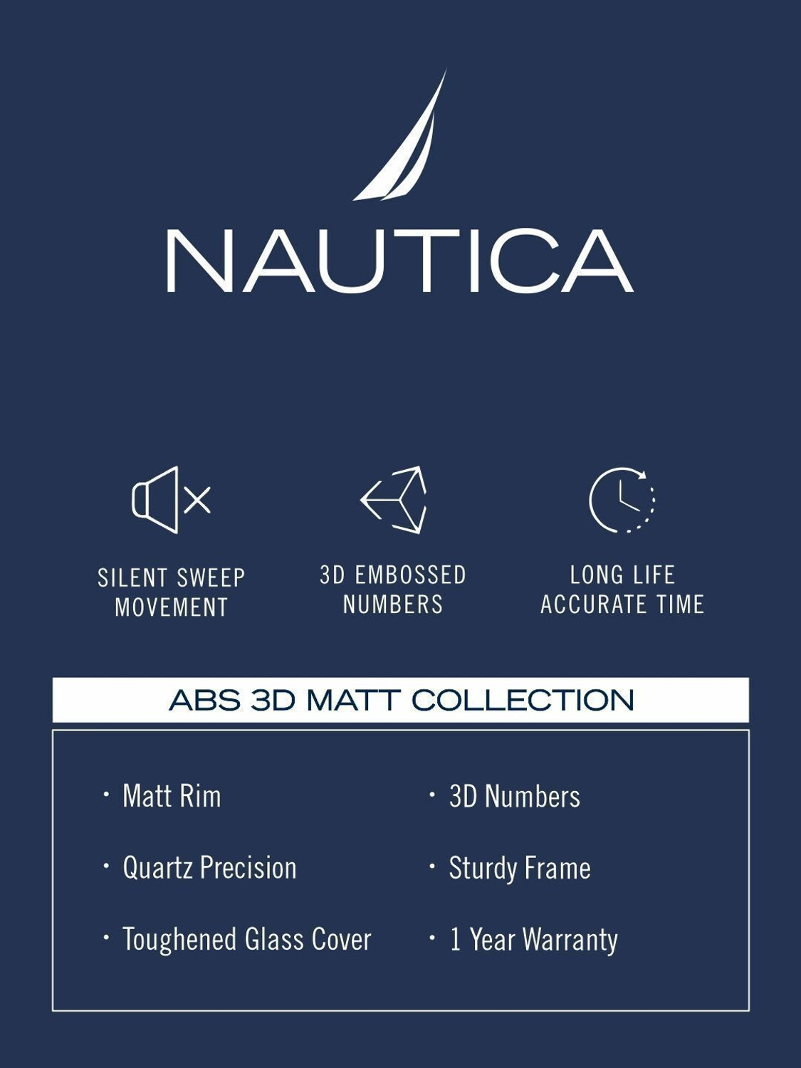 Image of Nautica Analog 30 cm X 30 cm Wall Clock