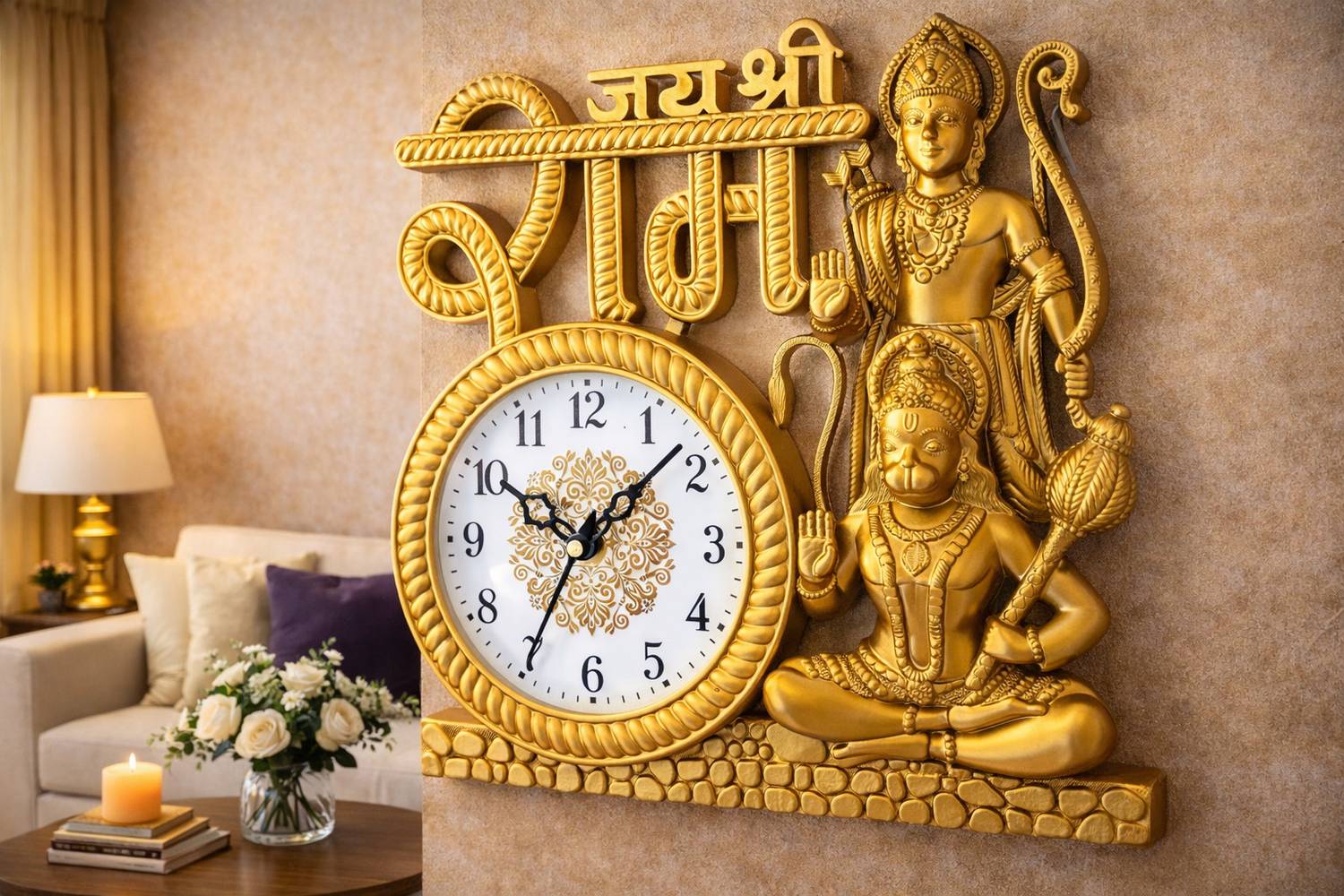 GrabBasket Analog 25 cm X 25 cm Wall Clock (Gold, With Glass, Sta