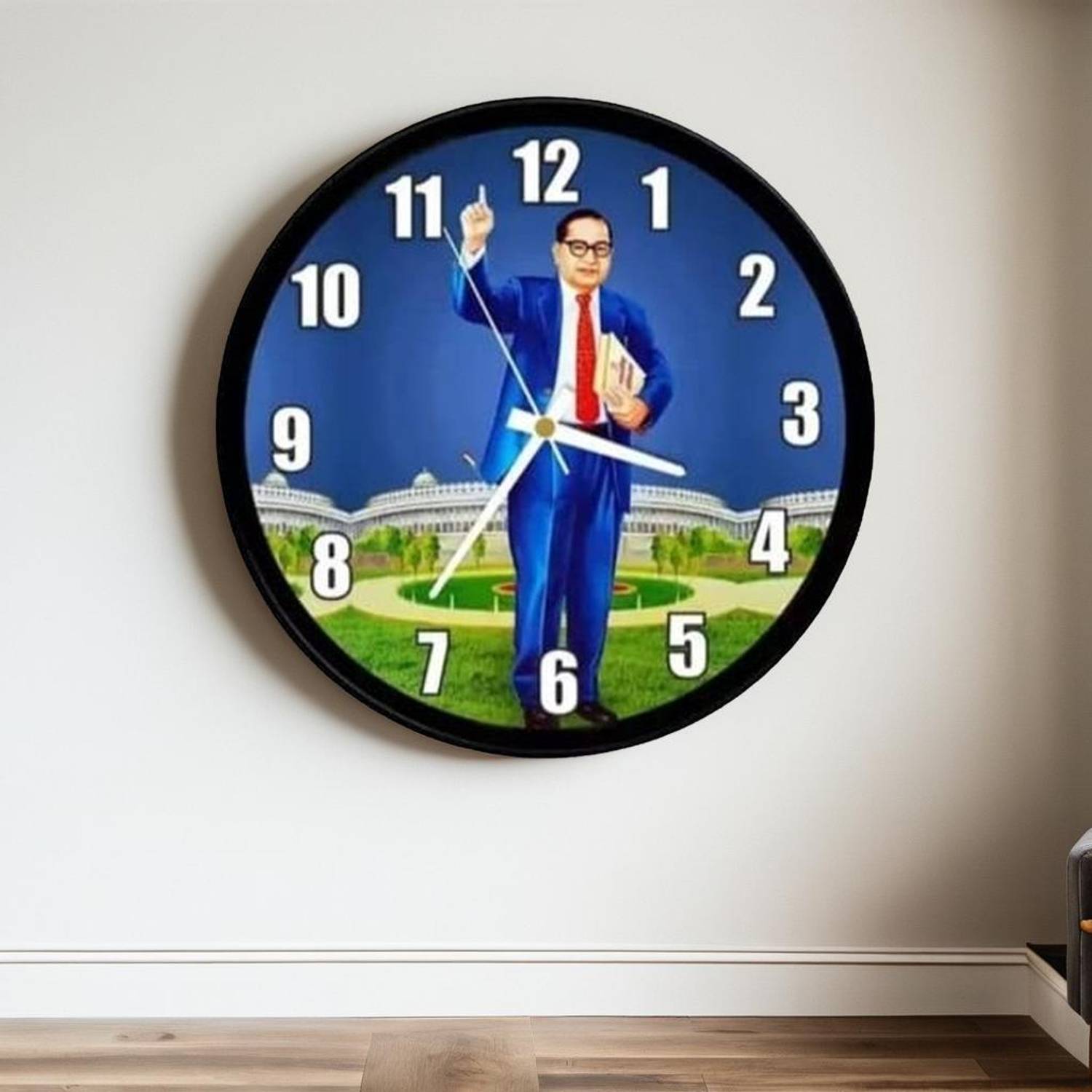 prem house Analog 25 cm X 25 cm Wall Clock (Black, With Glass, St