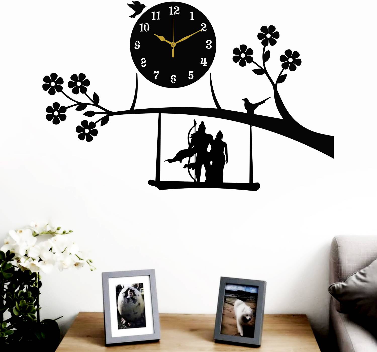 Yamizen Analog 43 cm X 68 cm Wall Clock (Black, Without Glass, St