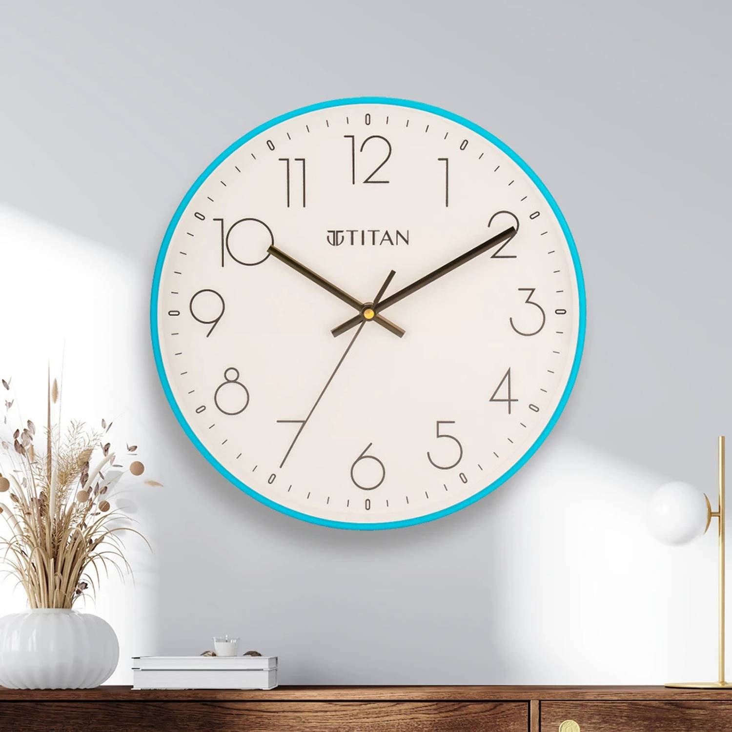 Titan Analog 30.5 cm X 30.5 cm Wall Clock (Blue, With Glass, Stan