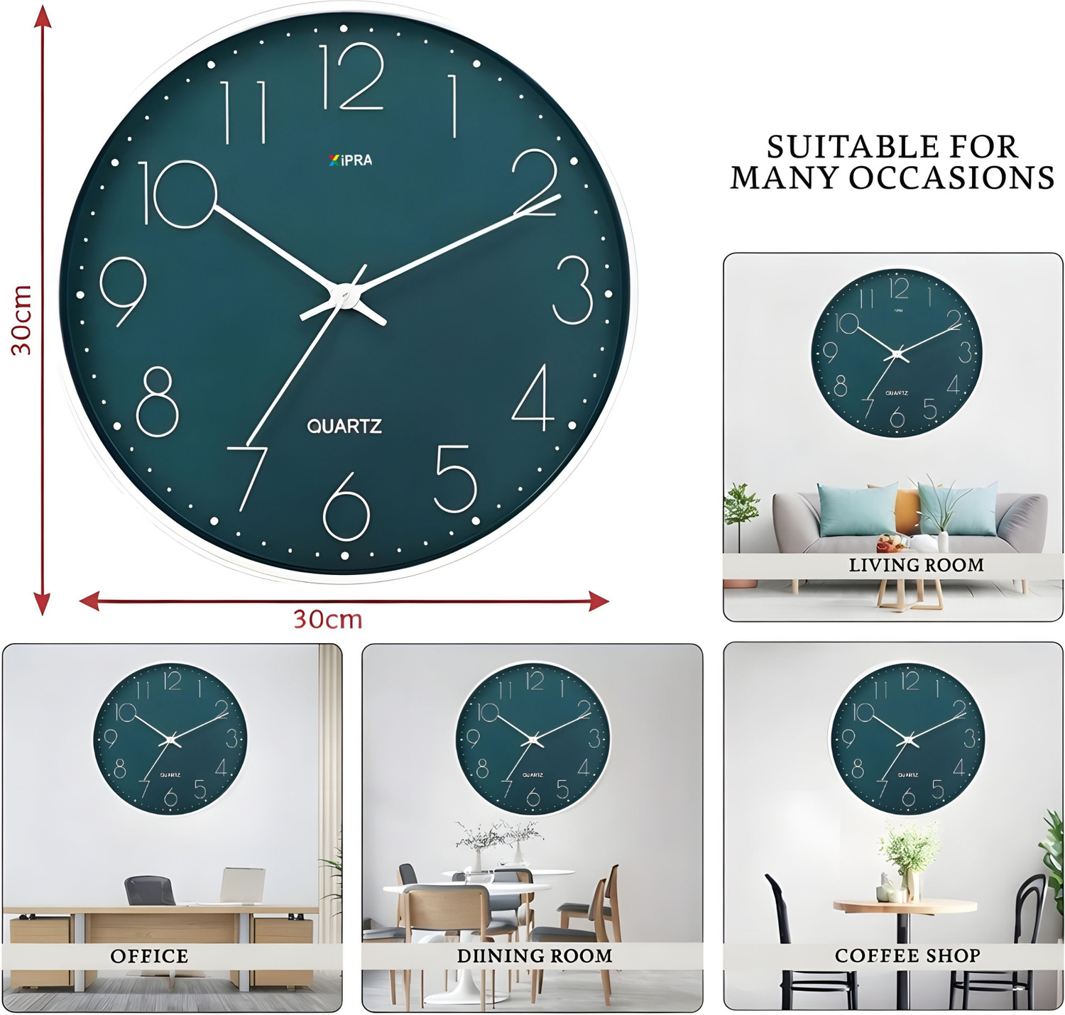 Image of XIPRA Analog 30 cm X 30 cm Wall Clock