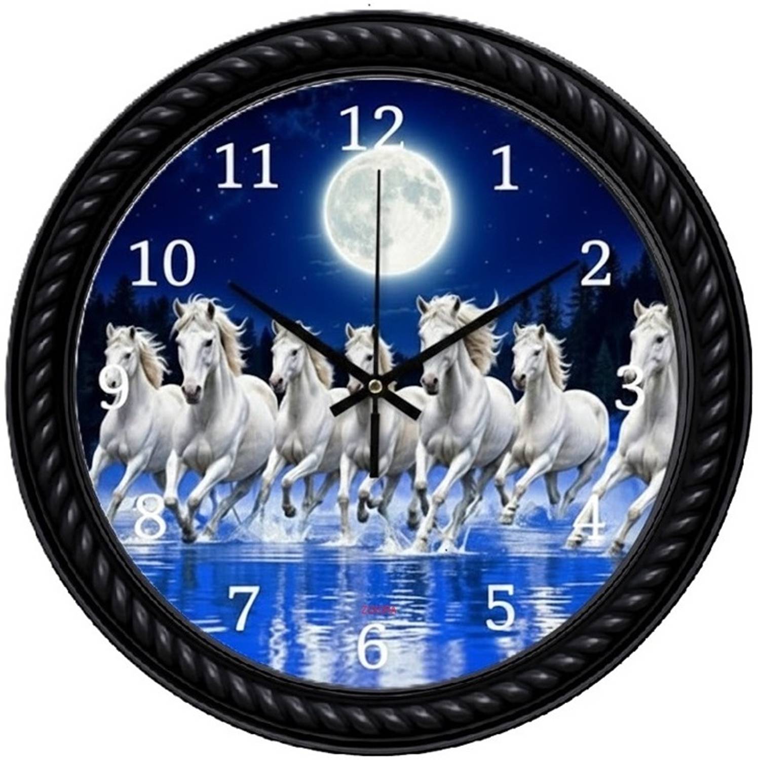 Zuxora Analog 25 cm X 25 cm Wall Clock (Black, With Glass, Standa