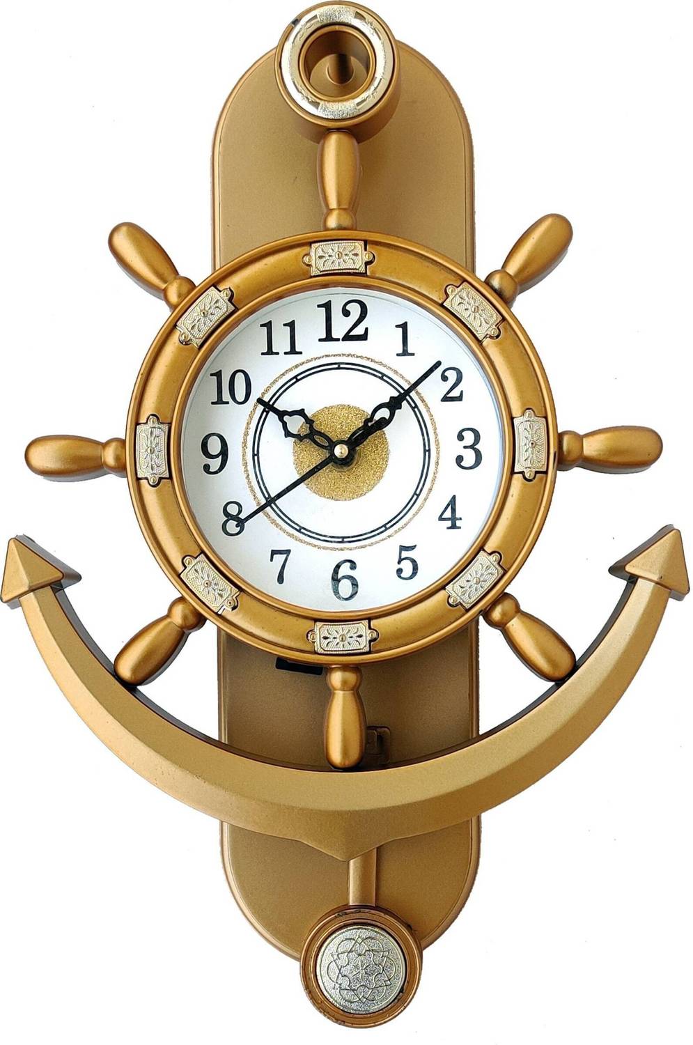 Factorywala Analog 40 cm X 30 cm Wall Clock (Gold, With Glass, Pe