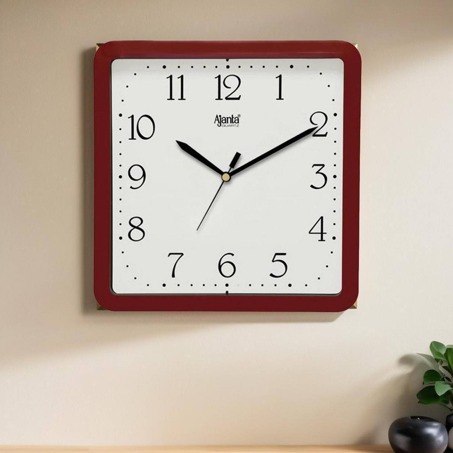 AJANTA Analog 22 cm X 22 cm Wall Clock (Red, With Glass, Standard