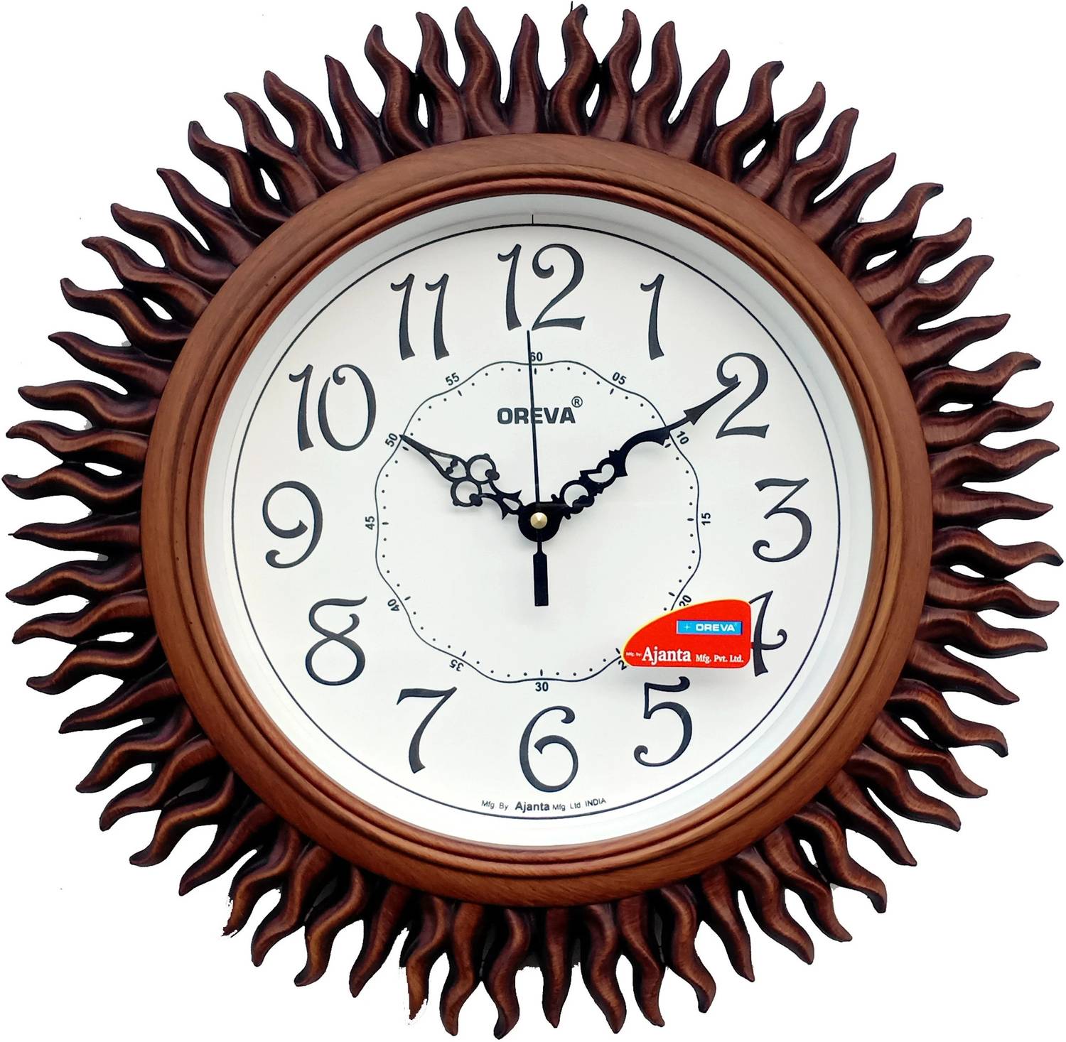 AJANTA Analog 32 cm X 32 cm Wall Clock (Brown, With Glass, Standa