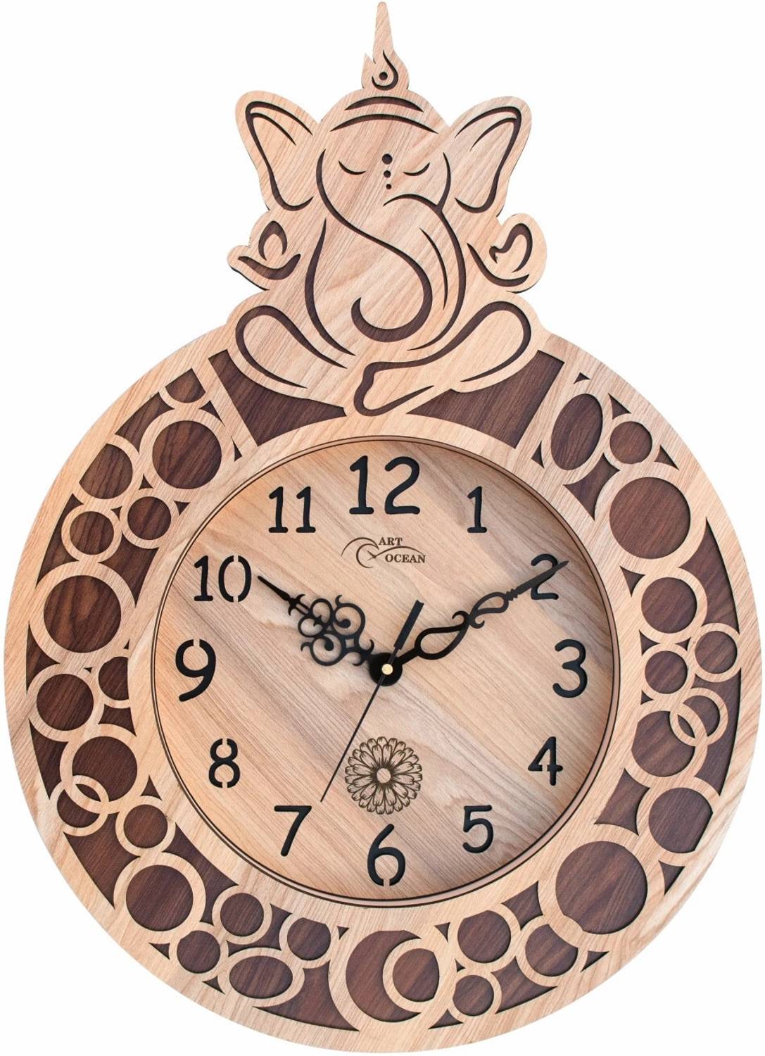 Art Ocean Analog 49 cm X 35.5 cm Wall Clock (Beige, With Glass, S
