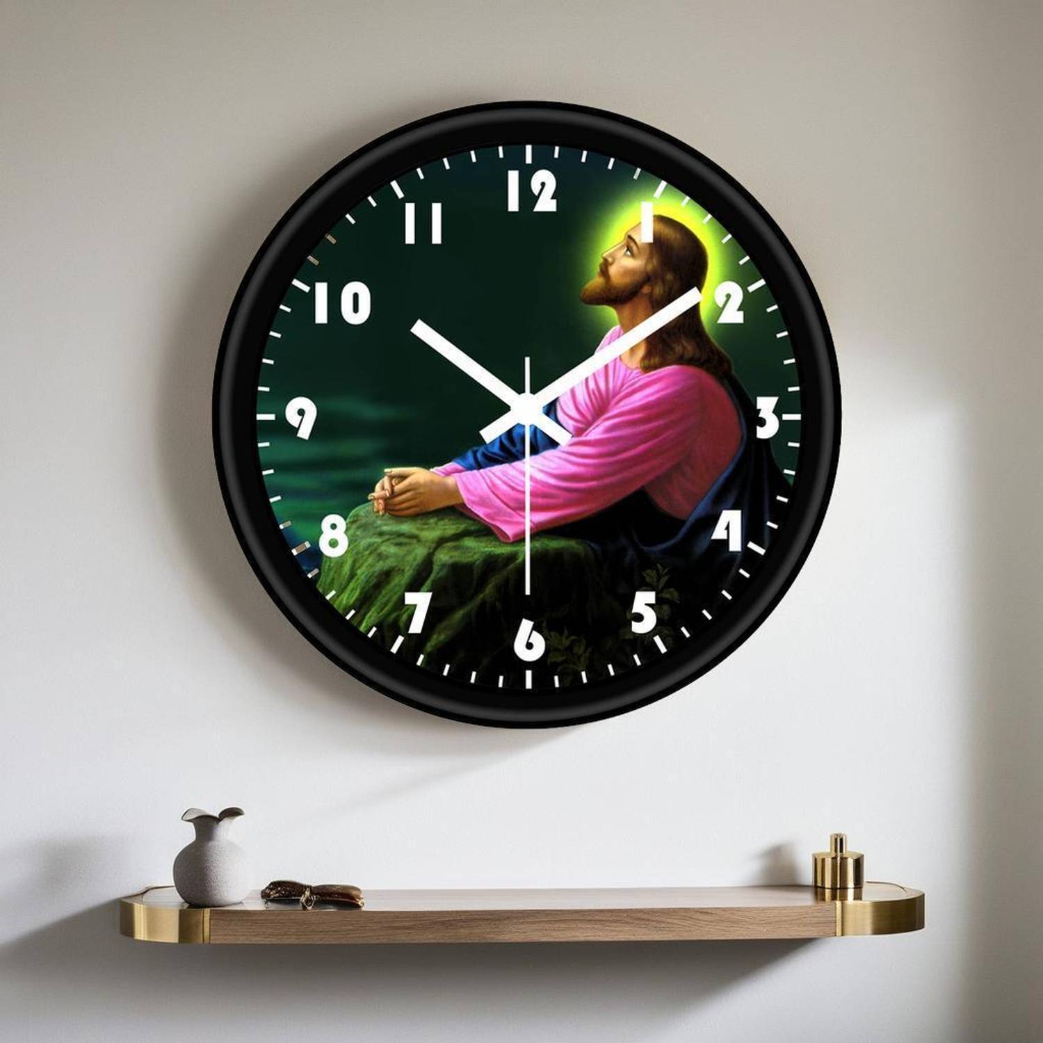 khushi collection Analog 25 cm X 25 cm Wall Clock (Black, With Gl