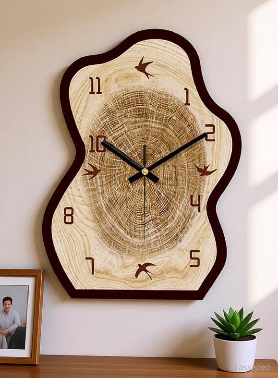 AshandRoh Analog 30 cm X 23 cm Wall Clock (Beige, Without Glass,