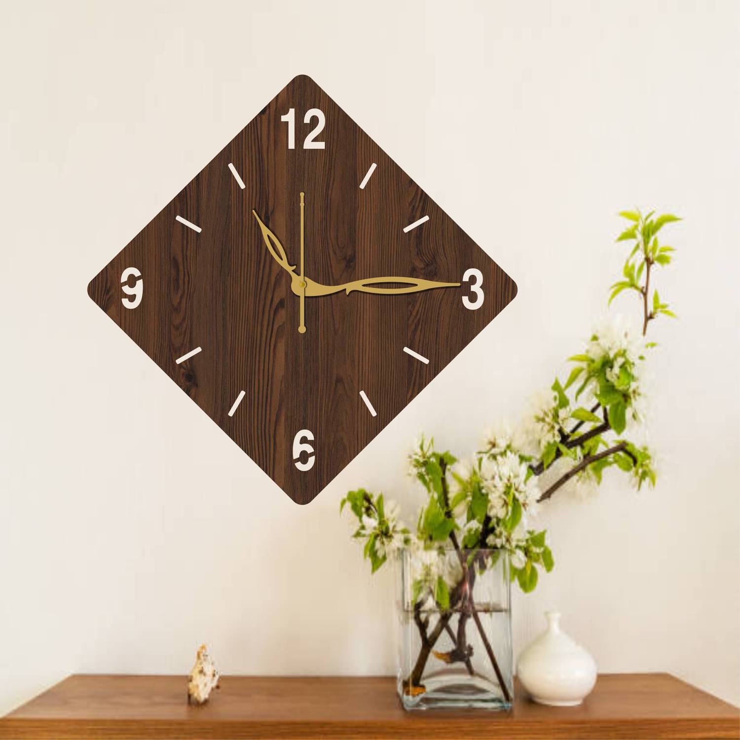 leax Analog 25 cm X 25 cm Wall Clock (Brown, Without Glass, Stand