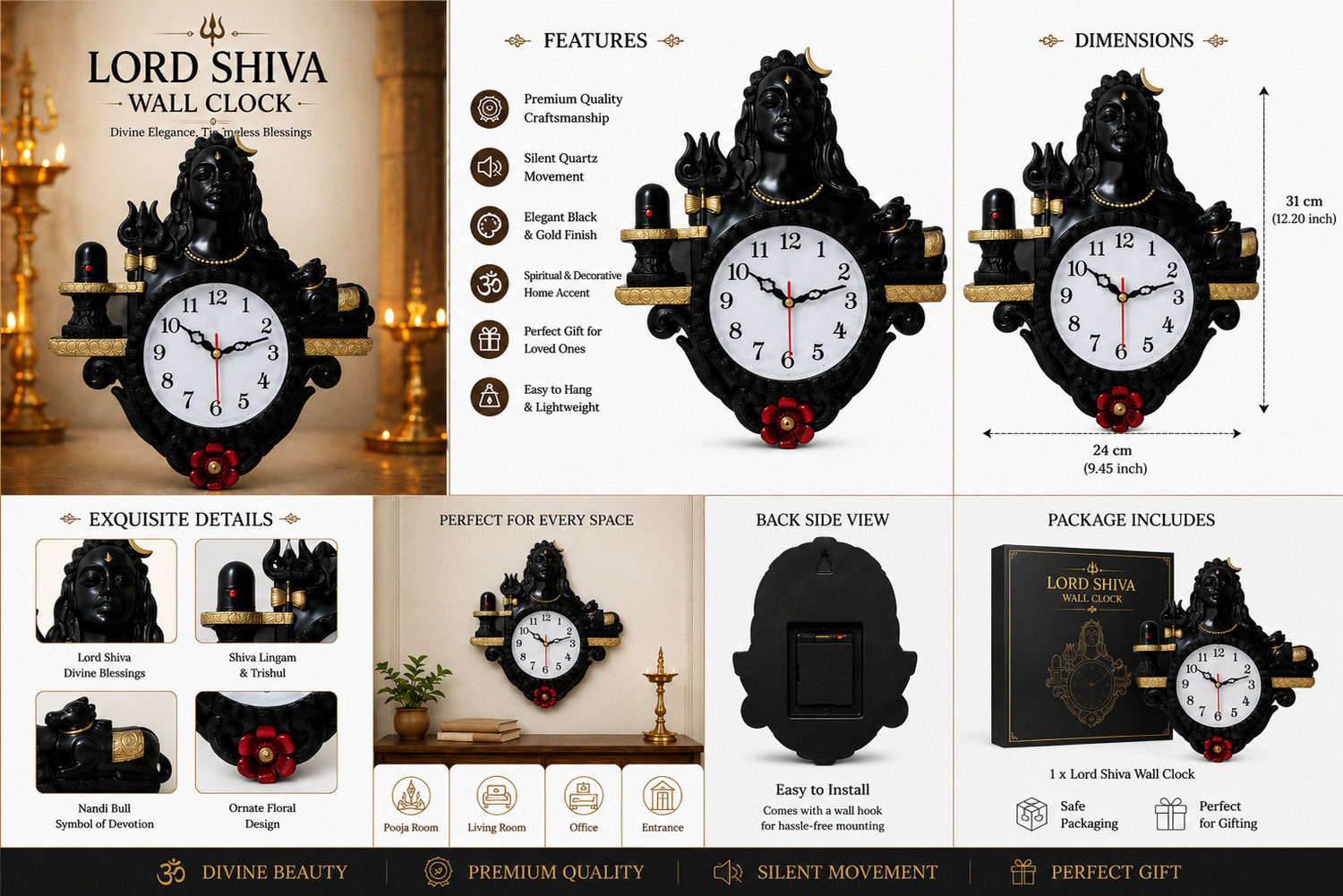 Image of Viscosity Analog 31 cm X 24 cm Wall Clock
